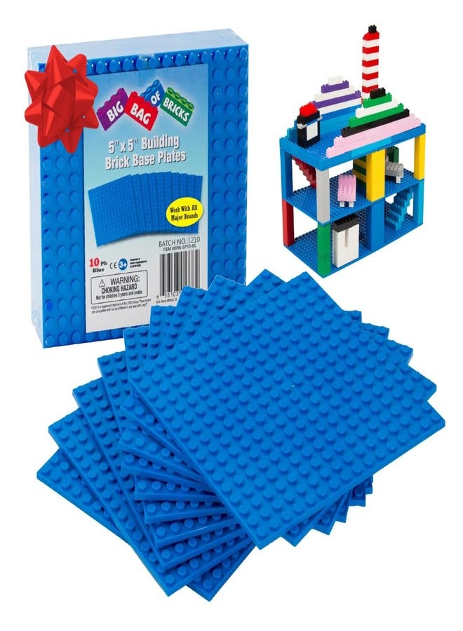 أس سي أس دايركت قواعد بناء كلاسيكية - مجموعة من 10 قواعد بناء زرقاء مقاس 5 بوصات × 5 بوصات - متوافقة مع جميع العلامات التجارية الكبرى - مثالية لطاولات الأنشطة وتعليم العلوم والتكنولوجيا والهندسة والرياضيات - هدية رائعة للأطفال في موسم الأعياد - Image 1